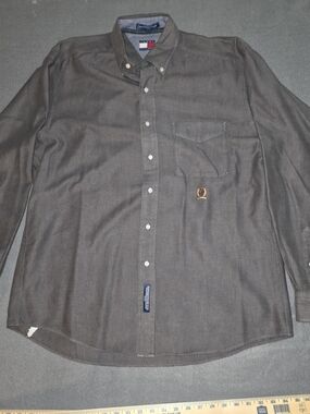 Tommy Hilfiger Men's Dark Gray Button-Down Casual Shirt